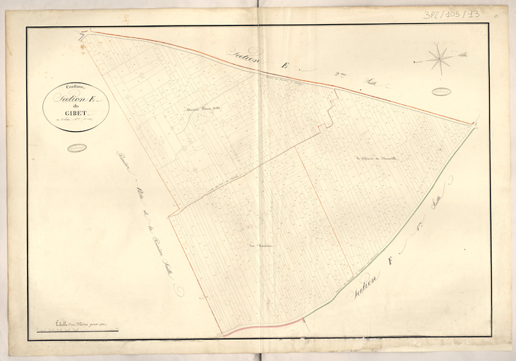 Cadastre napoléonien : Section E du Gibet, 1ère feuille.