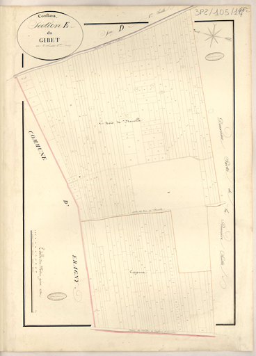 Cadastre napoléonien : Section E du Gibet, 2e feuille.