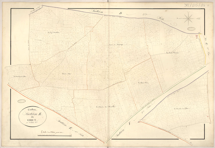 Cadastre napoléonien : Section E du Gibet, 3e feuille.