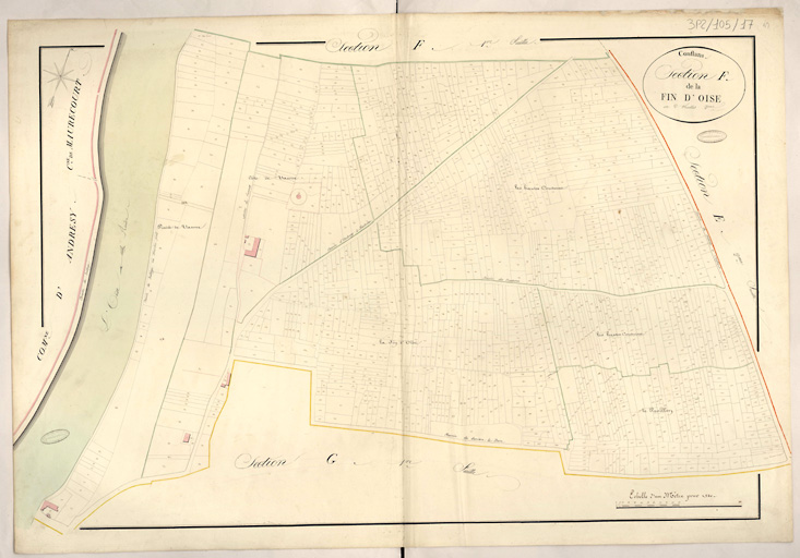 Cadastre napoléonien : Section F de la Fin d'Oise, détail.