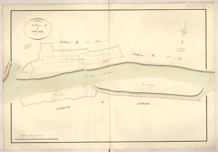 Cadastre napoléonien : Section G du Village, 1ère feuille.