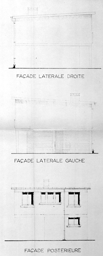 Façades latérales et postérieure du type F3. 1954. Architecte: R. Gérard.