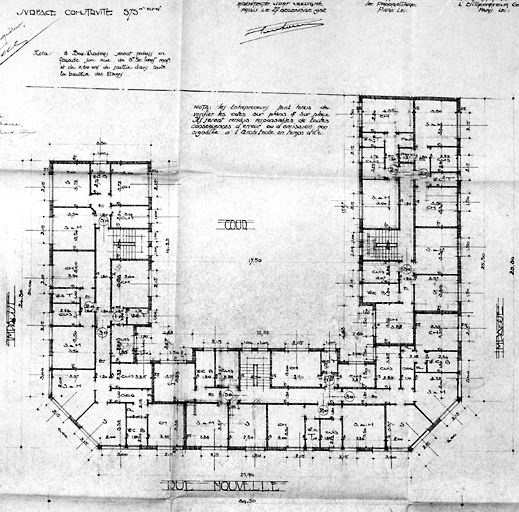 Plan des étages du groupe C. 1933. Architecte: Rebuchon.
