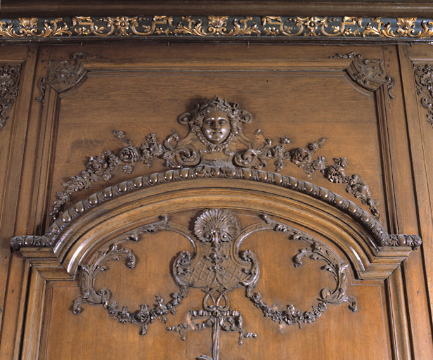 Grand salon d'apparat (ancienne salle à manger) : détail de la partie supérieure du même panneau.