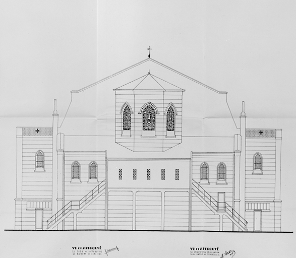 La façade postérieure, restituée par Maurice Laurence, architecte, [1951].