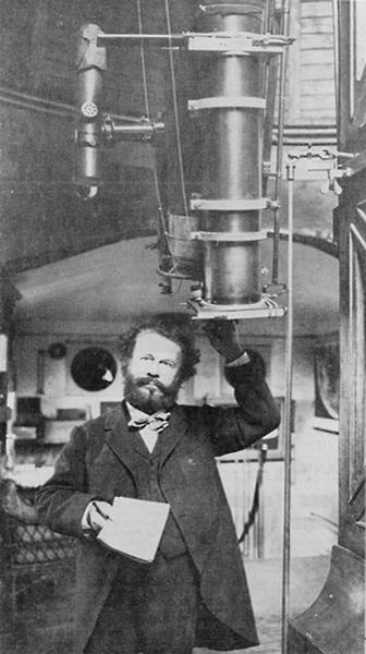 Portrait de Camille Flammarion dans son observatoire.