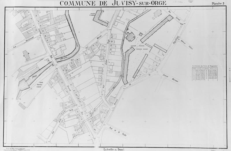 Plan topographique de Juvisy dressé par L. Poussin en 1945 : planche 2 (la grande-rue et ses abords).