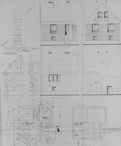 Maison de M. Kotler : plans, élévations et coupes de la maison, 1949