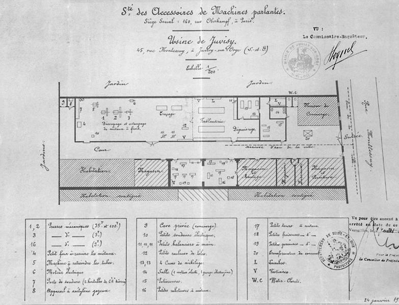 Plan détaillé des installations industrielles et de leur équipement, dressé le 3 juillet 1931