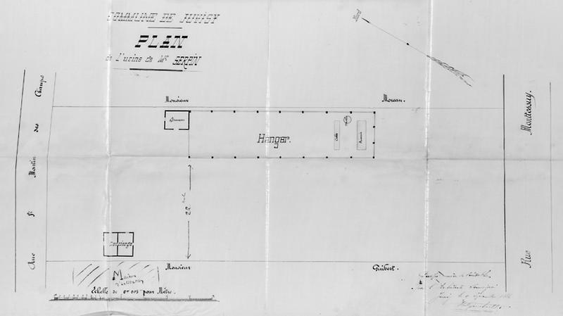 Plan de situation des bâtiments de l'entreprise G. Serpin rue Montessuy à Juvisy, le 9 septembre 1884