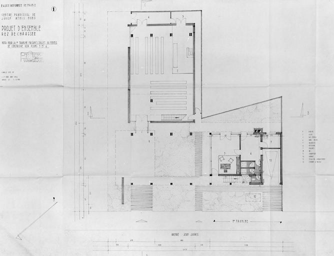 Projet d'ensemble : plan du rez-de-chaussée, dressé par C. Le Coeur, 1er décembre 1960.