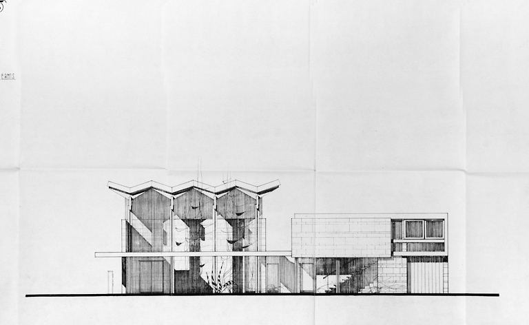 Projet d'ensemble dressé par Claude Le Coeur : façade ; 1er décembre 1960.