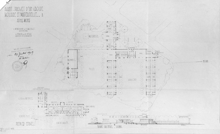 Avant-projet dressé par les architectes Mendelssohn, Garofalo, et Thivier et Poggi, juin 1949.