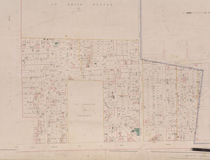 Cadastre de 1908 révisé en 1933 : feuille n° 15 c. Le plateau : autour du Noyer Renard.