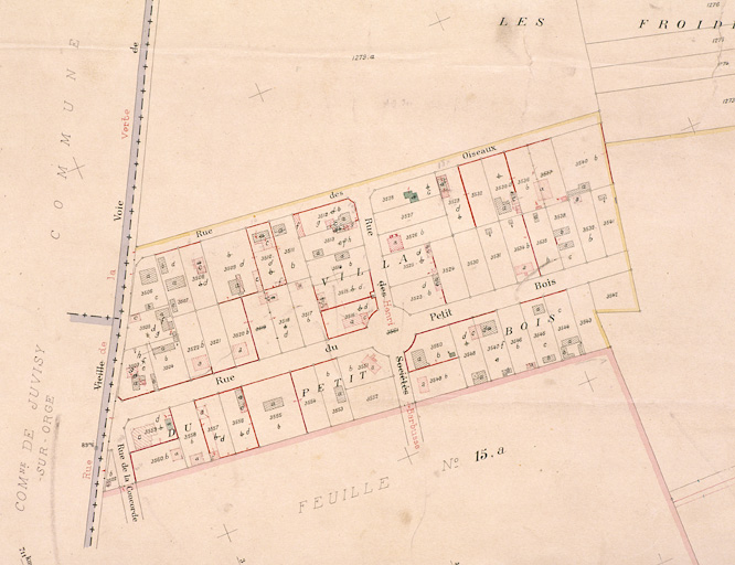 Cadastre de 1908 révisé en 1933 : feuille n° 15 b, n° 2. Le plateau : Villa du Petit-Bois.