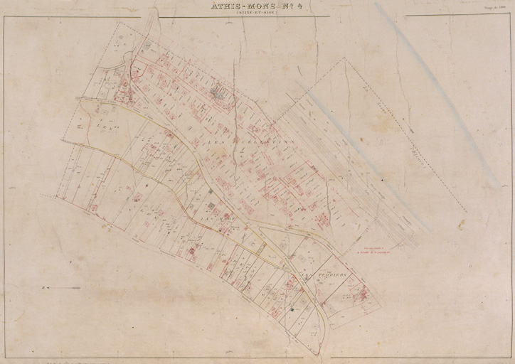 Cadastre de 1908 révisé en 1933 : feuille n° 4. Le coteau de Mons, autour des rues Caron et Maurice Gunsbourg.