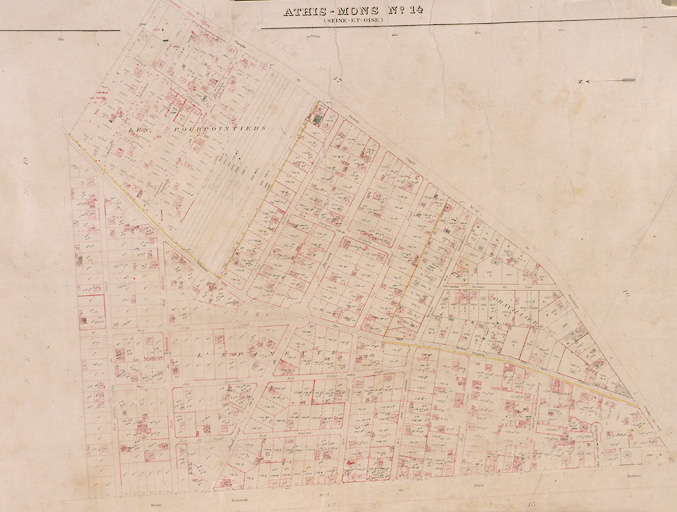 Cadastre de 1908 révisé en 1933 : feuille n° 14. Le plateau (les Pourpointiers et l'Epinette), autour des rues des Plantes et Godecaux.