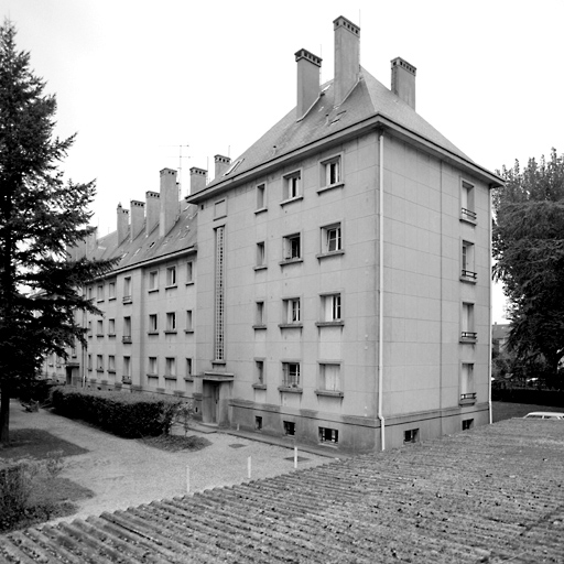 Vue perspective de l'immeuble des n° 5-7 (façade postérieure).