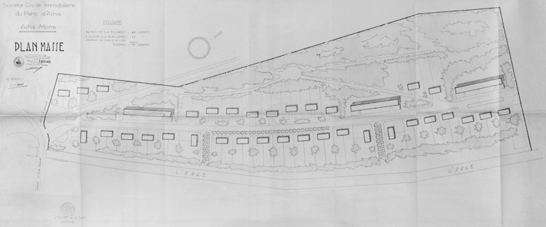 Plan masse dressé par les architecte J. Thivier et R. Poggi, approuvé le 1er décembre 1955.