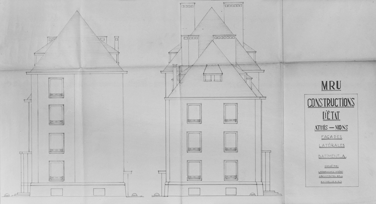 Façades latérales du bâtiment A ; s.d.
