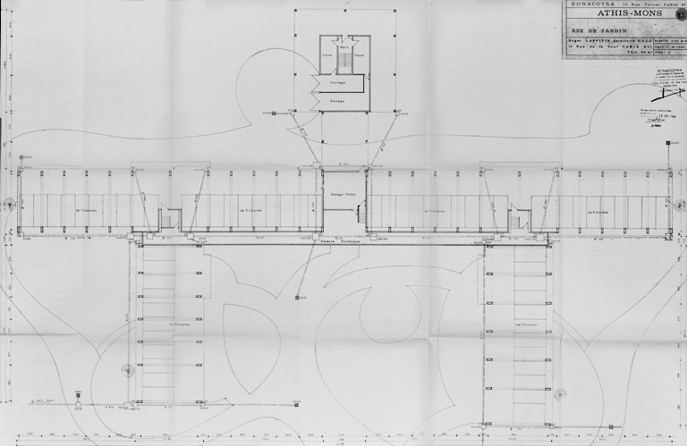 Plan du rez-de-jardin ; Roger Laffitte, architecte ; 9 octobre 1968.