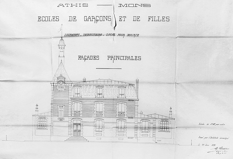 Projet d'Eugène Tuane, architecte à Choisy-le-Roi : façade principale, 20 juin1876.