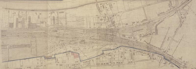 Gare de Juvisy-triage : plan d'ensemble de la gare voyageurs et de la gare de triage, daté du 18 février 1931