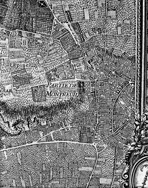 Plan des environs de Paris : détail de Montreuil