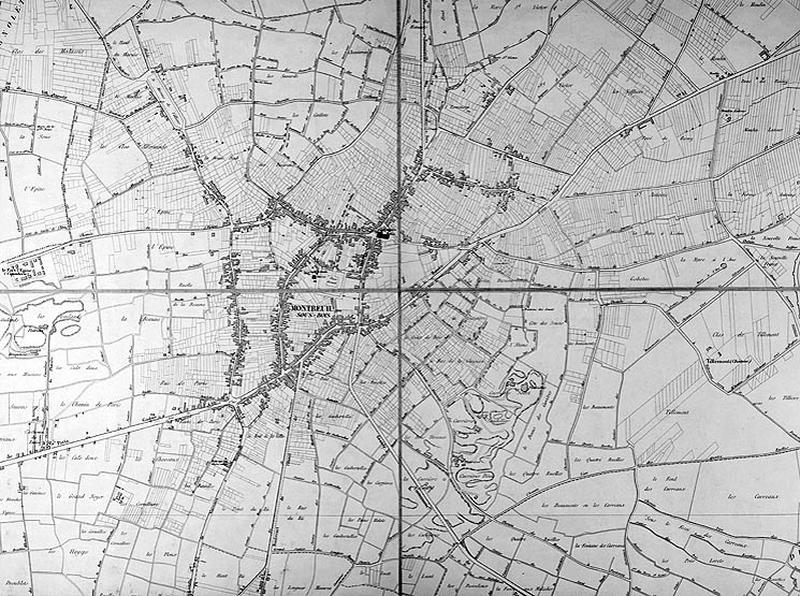 Atlas communal du département de la Seine : vue d'ensemble de la commune de Montreuil.