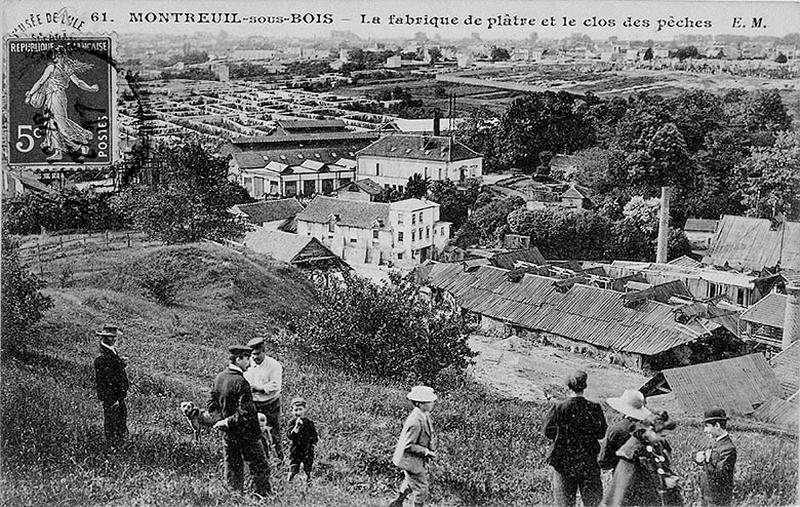 Montreuil-sous-bois, la fabrique de plâtre et le clos des pêches