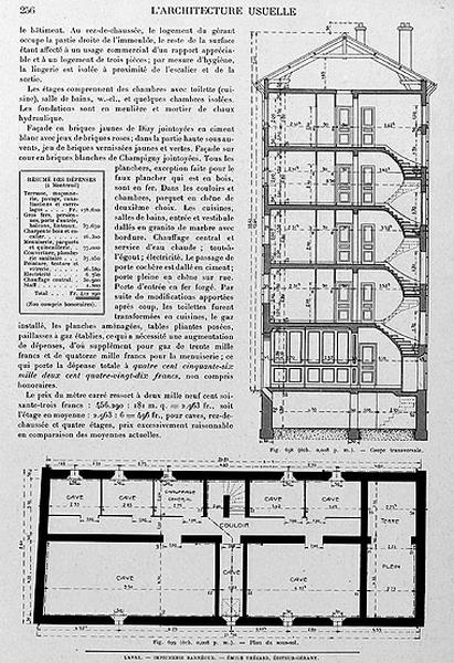 Hôtel meublé à Montreuil-sous-Bois : plan, élévation
