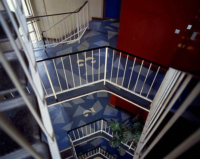 Les fonds d'Eaubonne, tour à trois branche : vue intérieure, cage d'escalier