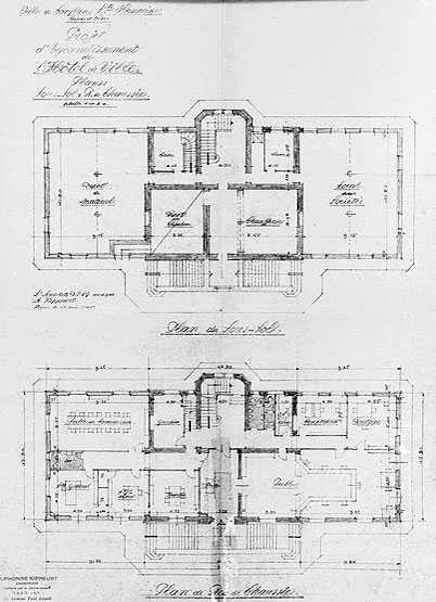 Projet d'agrandissement : plans du sous-sol et du rez-de-chaussée.