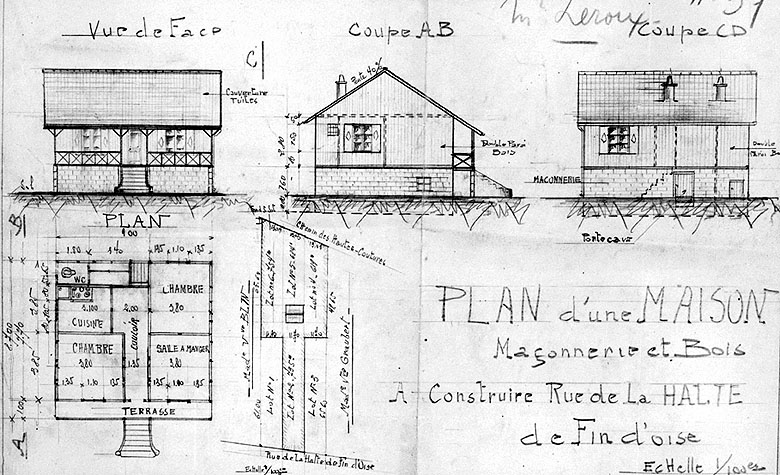Vue d'ensemble d'un chalet à construire.