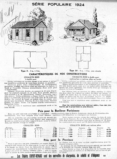 Vue d'ensemble et plan de la 'série populaire', 1924.