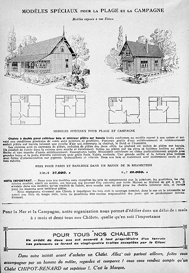 Vue d'ensemble et plan des modèles spéciaux pour la plage et la campagne.