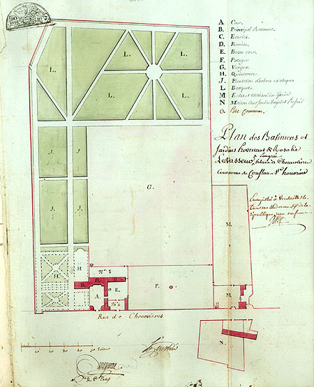 Plan des bâtiments et jardins, an VI de la République.