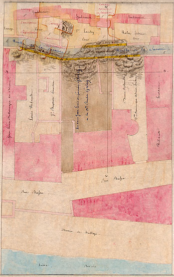 Partie écroulée de la ruelle de la Savaterie et propriétés attenantes : plan. 1847.