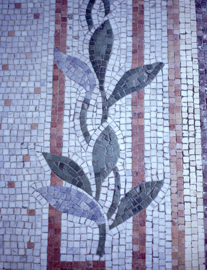 Détail de la mosaîque d'entrée.
