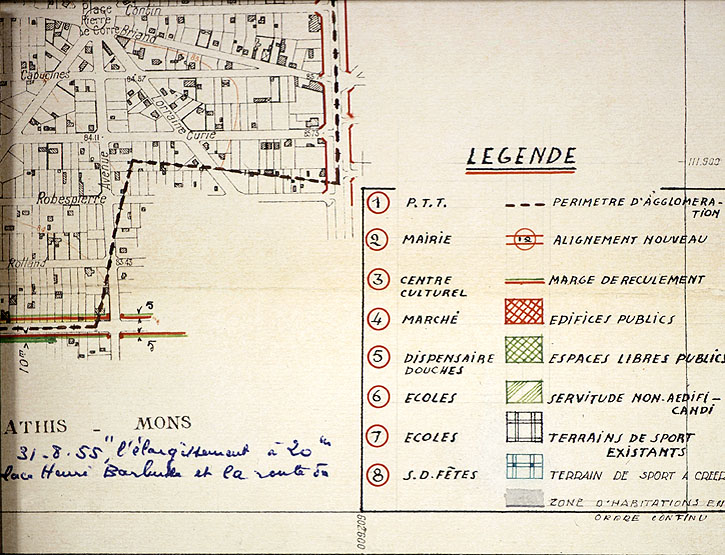 Projet de reconstruction et d'aménagement (PRA) établi en 1949 : détail de la légende.