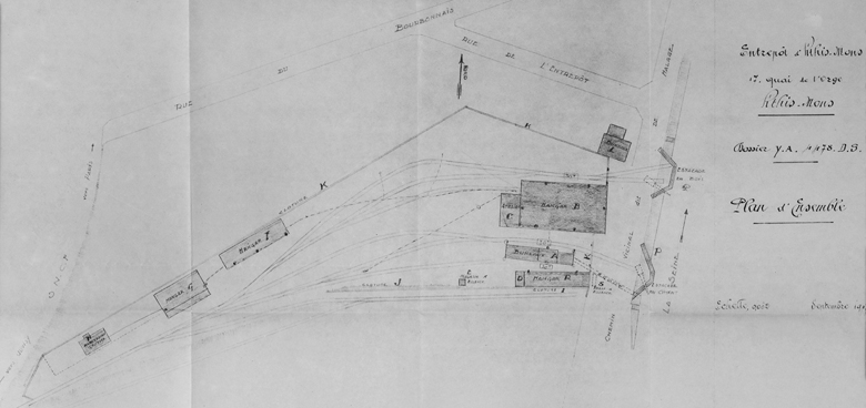 Plan d'ensemble des bâtiments avant le sinistre ; septembre 1947.