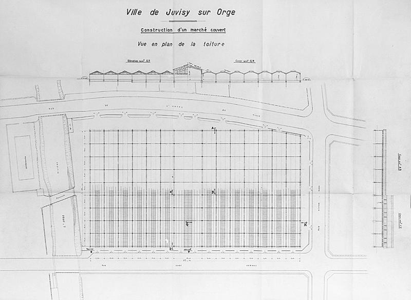 Vue en plan de la toiture et profil.