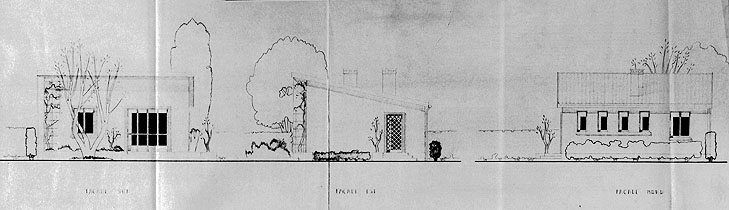 Plan (façades) du pavillon reconstruit pour Mme Lardière dans l'îlot du Contin ; 1951.