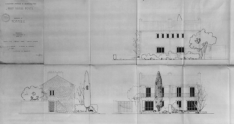 Elévations du pavillon double reconstruit pour M. Monnerie dans l'îlot du Contin ; 27 octobre 1951.