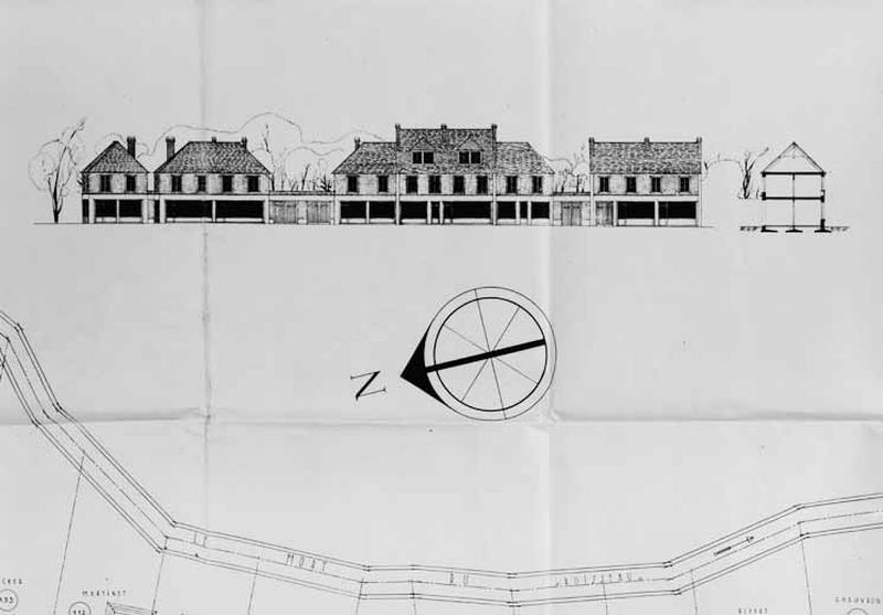 Alignement des façades de la rue Victor-Hugo, ilôt 12, dressés par l'architecte G. Dumont, chef-de-groupe pour l'Association Syndicale des Sinistrés, 1948.