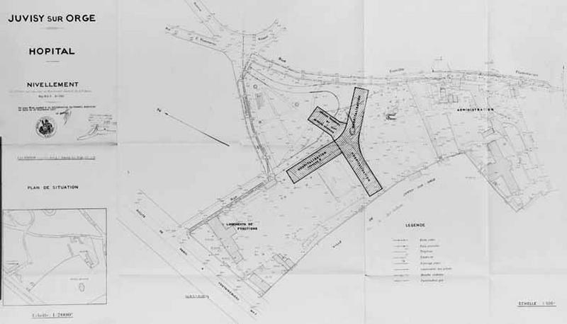 Plan de situation de l'hôpital joint au projet d'extension, 1960.