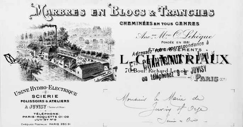 Papier à en-tête de l'entreprise Chantriaux daté de 1946 mais imprimé avant-guerre.