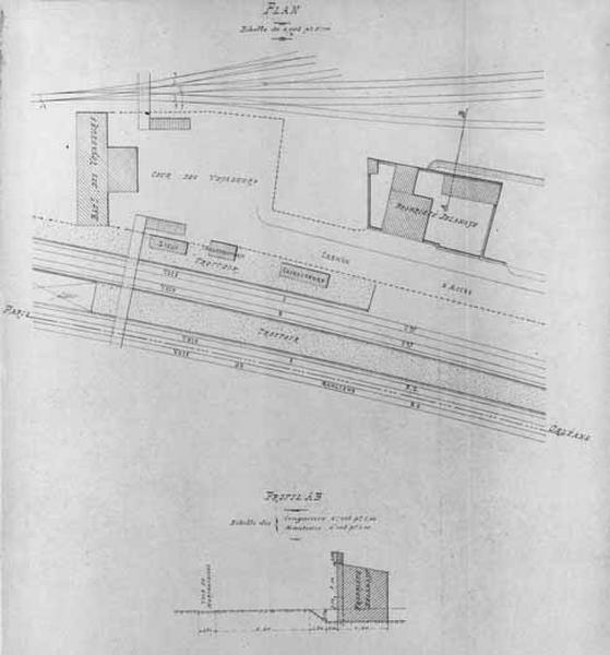 Plan de la gare dressé à l'occasion d'une demande d'alignement le 6 mai 1897.