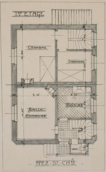 Type de pavillon isolé : plan du rez-de-chaussée.