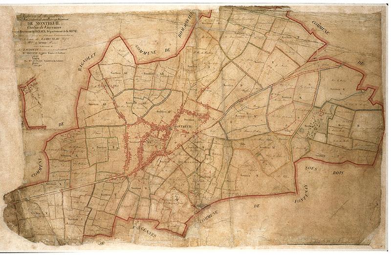 Plan commandé par le préfet Rambuteau : section AA, dite de la mairie (1e feuille).